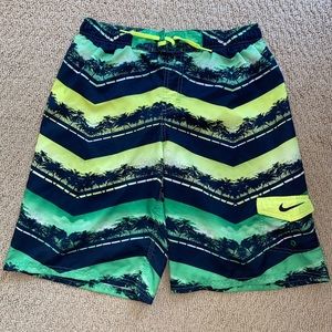 Nike neon drawstring swim shorts